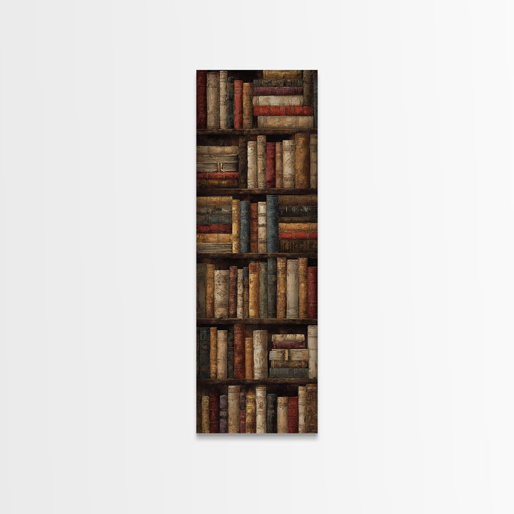 Library Shelf Pattern Framed Canvas Print, Library Art, Library Decor, Fine Art, Archive, Neutral Decor, Modern Decor, LIB-1x3-47