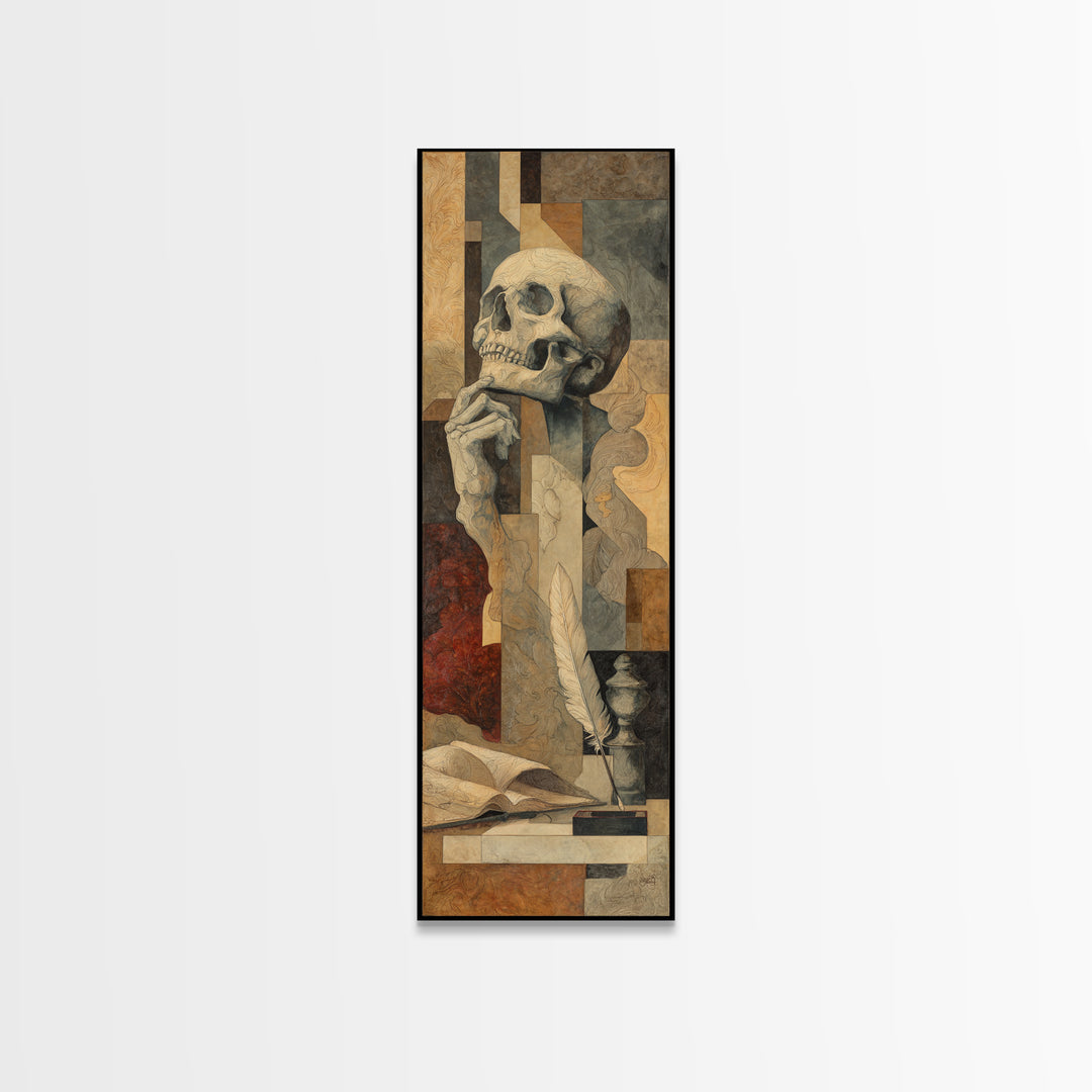 Renaissance Reading Figure Canvas Print, Library Art, Whimsical Art, Library Decor, Fine Art, Archive, Statement Artwork, LIB-1x3-59