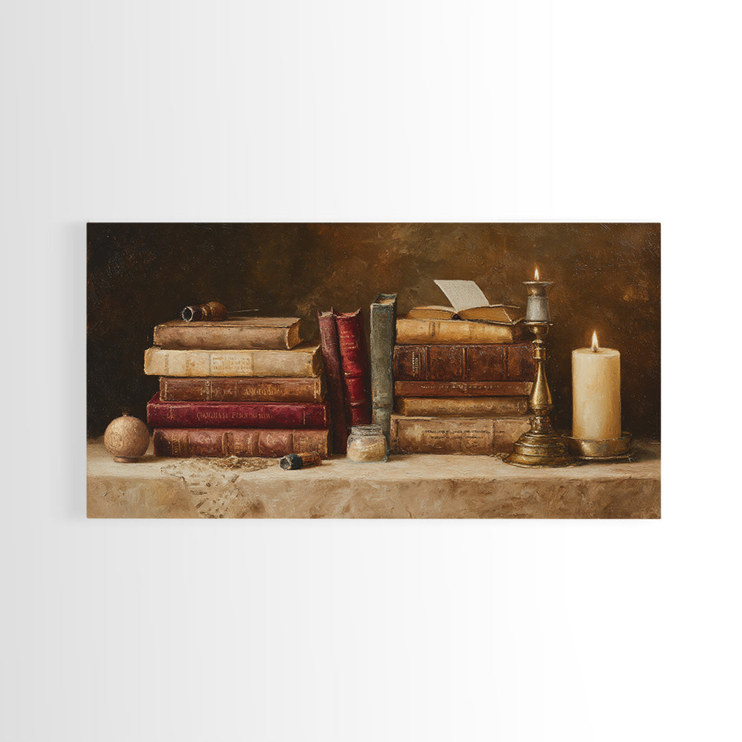 Renaissance Reading Figure Framed Canvas Print, Library Art, Printable Art, Library Decor, Fine Art, Archive, Bookish Decor, LIB-2x1-43