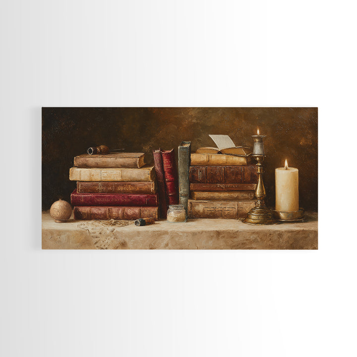 Renaissance Reading Figure Framed Canvas Print, Library Art, Printable Art, Library Decor, Fine Art, Archive, Bookish Decor, LIB-2x1-43