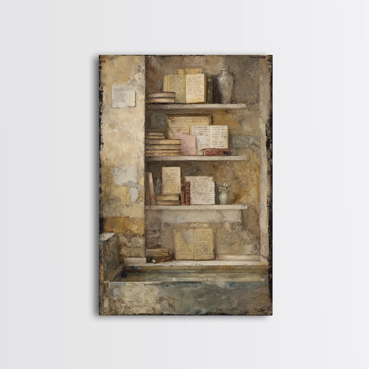 Moonlit Window with Floating Pages Canvas Print, Library Art, Gallery Decor, Library Decor, Fine Art, Archive, Wall Art, LIB-2x3-16