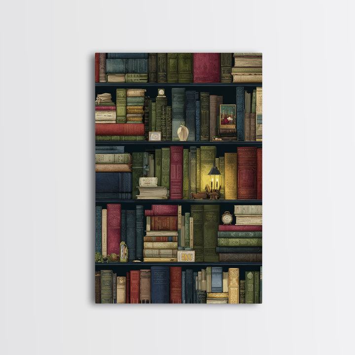 Library Shelf Pattern Canvas Print, Library Art, Gothic Wall Art, Library Decor, Fine Art, Archive, Bookish Wall Art, LIB-2x3-67