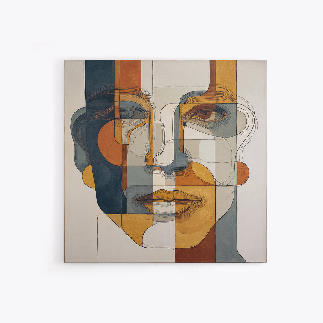 Continuous Line Female Face Framed Canvas Print, Line Art, Textured Painting, Living Room Decor, Fine Art, Line, Canvas Art, LIN-1x1-1