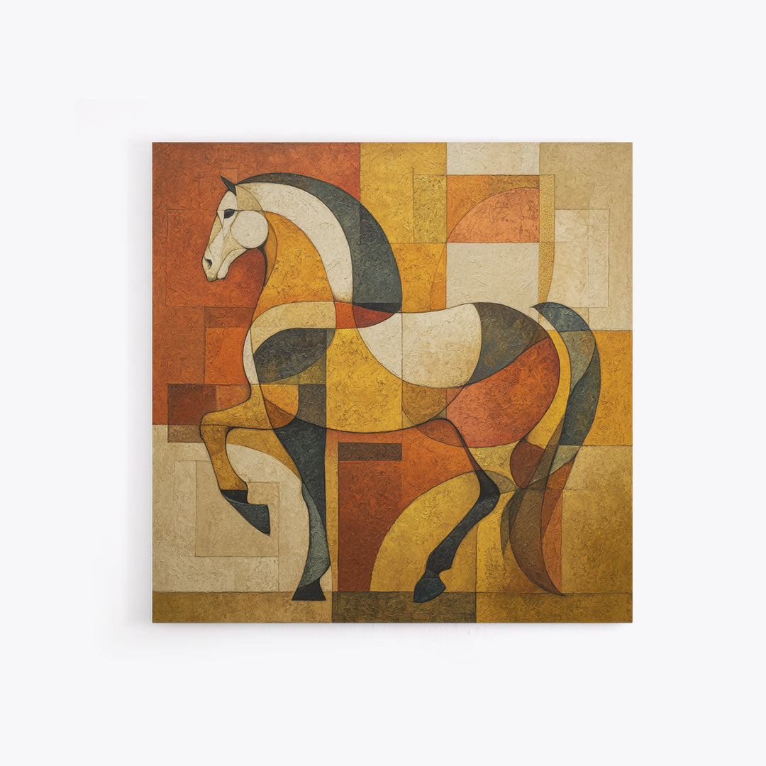 Abstract Horse Formed from Graceful Contour Framed Canvas Print, Line Art, Aesthetic Prints, Living Room Decor, Abstract Art, LIN-1x1-100