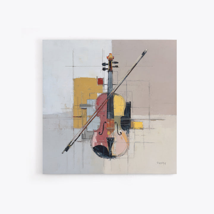 Single Line Violin and Bow Canvas Print, Line Art, Wall Art Print, Living Room Decor, Abstract Art, Line, Gallery Wall Set, LIN-1x1-23