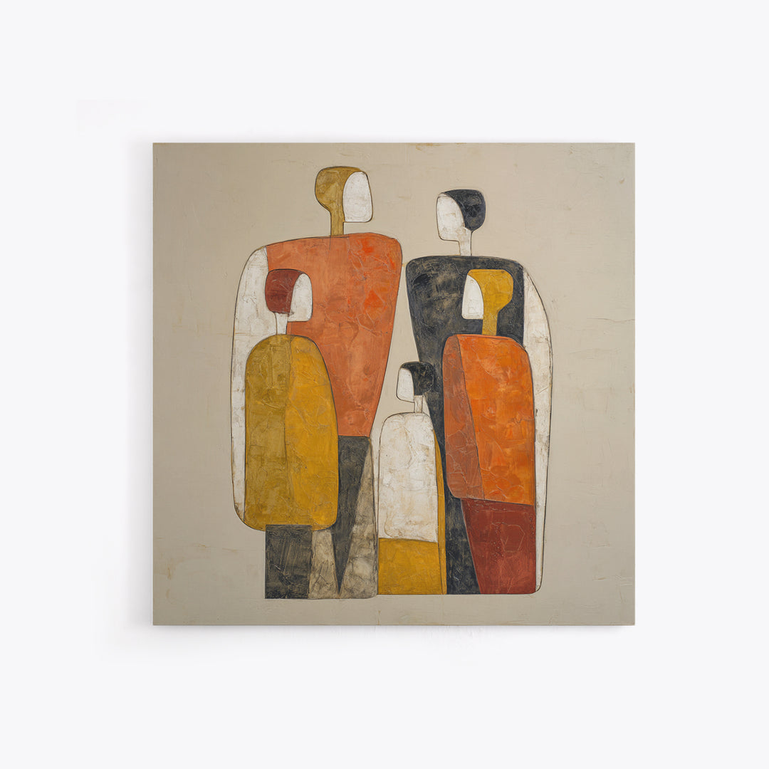 Abstract Family Figures Framed Canvas Print, Line Art, Portrait from Photo, Living Room Decor, Fine Art, Line, Luxury Decor, LIN-1x1-24