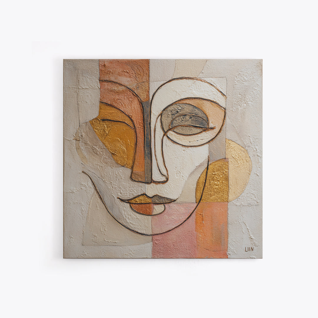 Continuous Line Female Face Canvas Print, Line Art, Art, Living Room Decor, Oil Painting, Line, Boho Wall Decor, Boho Decor, LIN-1x1-25