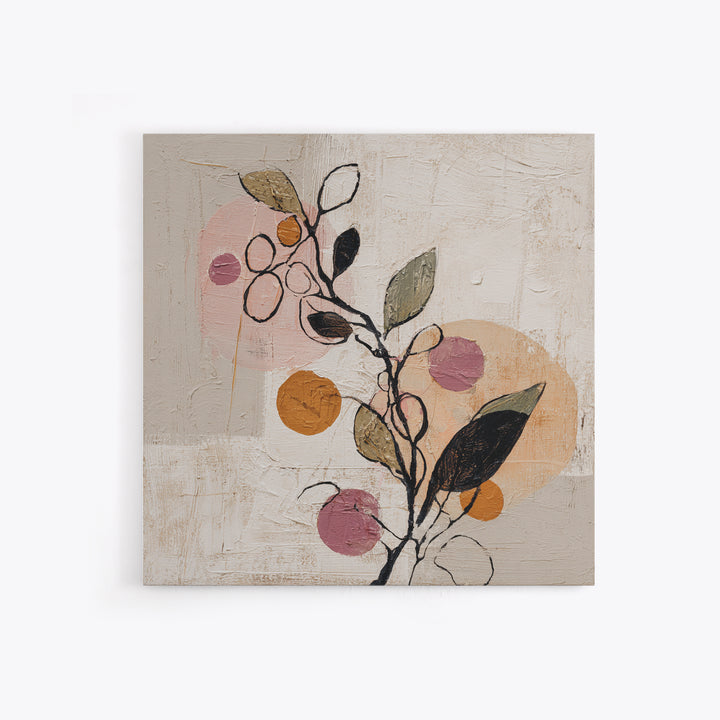 Botanical Branch Drawn Framed Canvas Print, Line Art, Modern Art, Living Room Decor, Oil Painting, Line, Neutral Decor, LIN-1x1-27