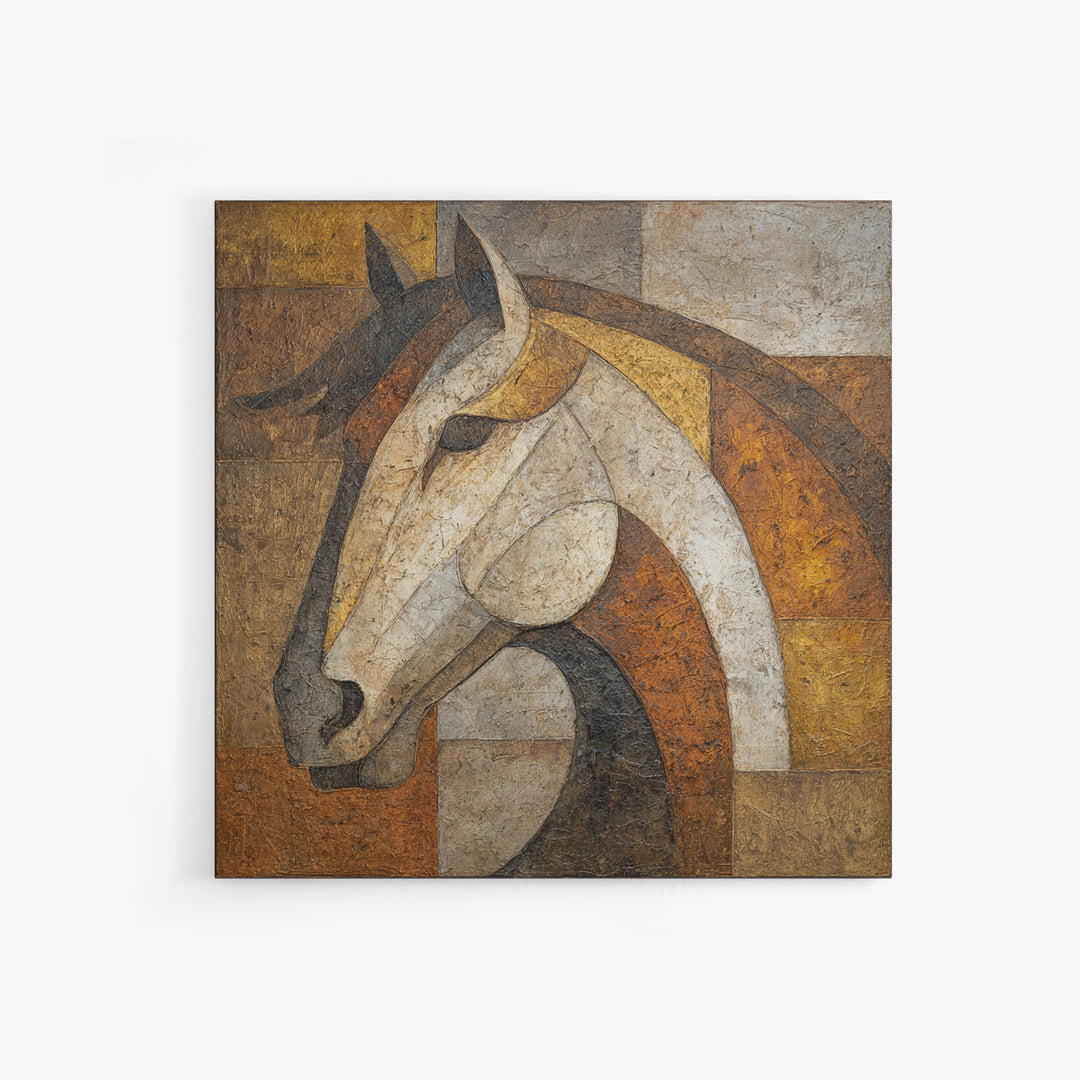 Abstract Horse Formed from Graceful Contour Framed Canvas Print, Line Art, Printable Wall Art, Living Room Decor, Line, LIN-1x1-28