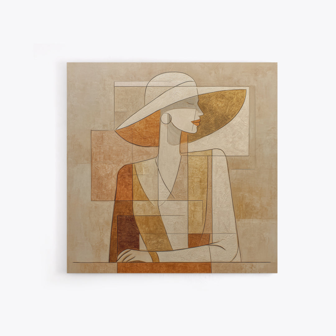 Line Drawing of a Woman Framed Canvas Print, Line Art, Portrait from Photo, Living Room Decor, Fine Art, Line, Luxury Decor, LIN-1x1-43