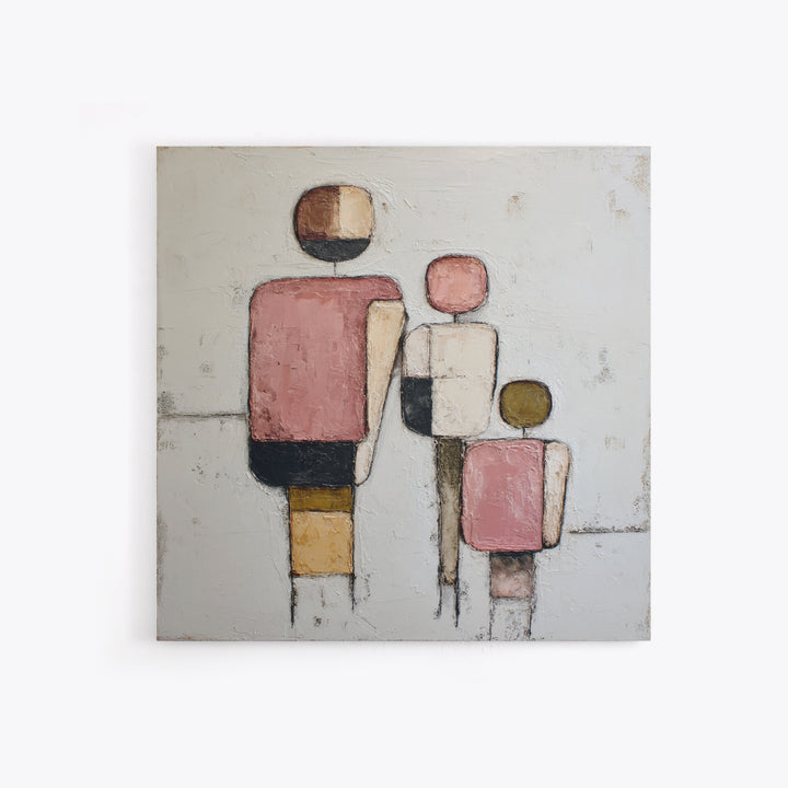 Abstract Family Figures Framed Canvas Print, Line Art, Decor, Living Room Decor, Fine Art, Line, Living Room Wall Art, LIN-1x1-48