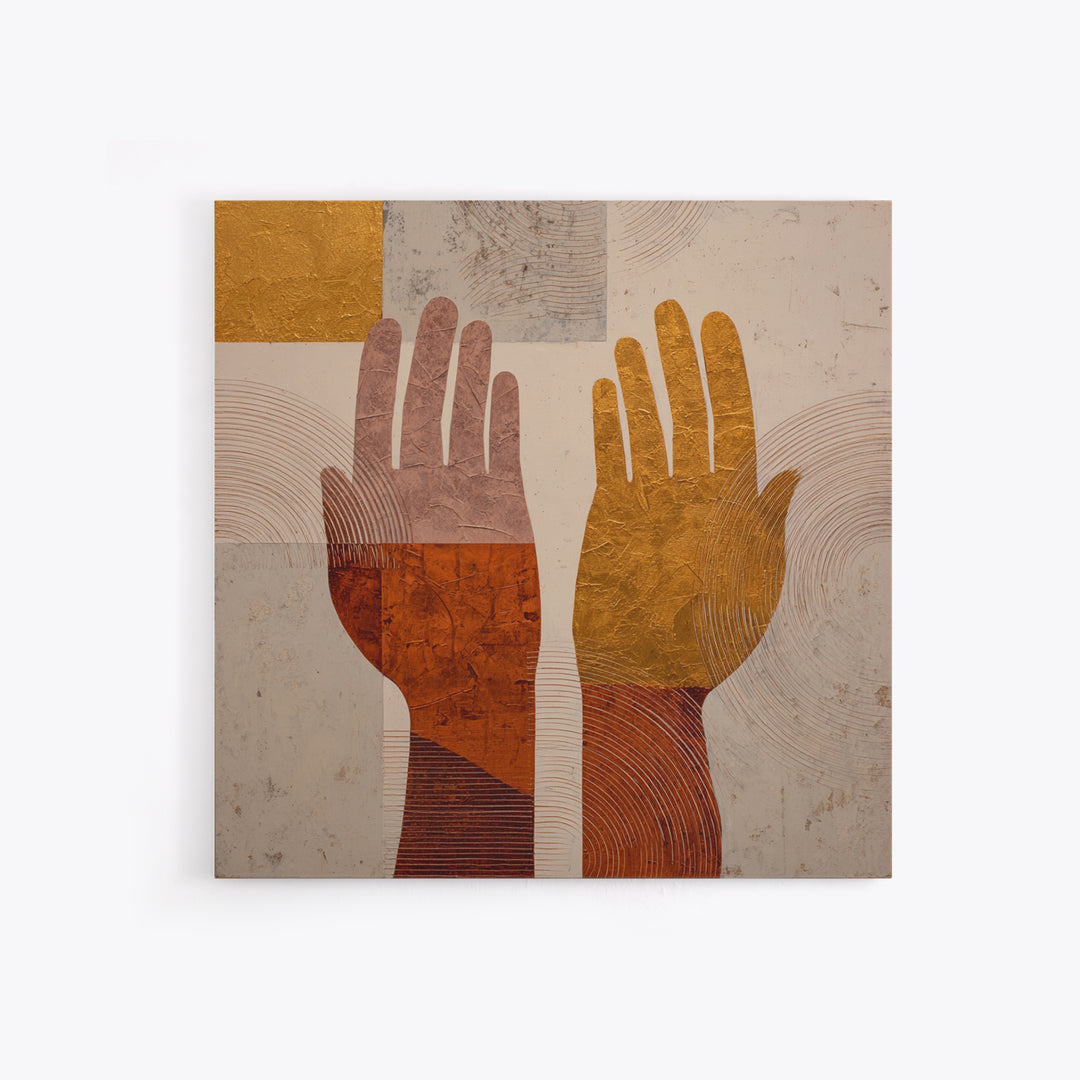 Two Hands Nearly Touching Framed Canvas Print, Line Art, Wall Decor, Living Room Decor, Abstract Art, Line, Boho Decor, LIN-1x1-53