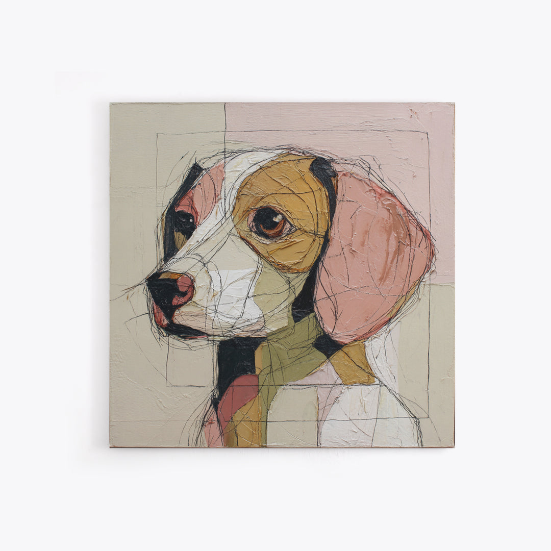 Continuous Line Dog Portrait Framed Canvas Print, Line Art, Contemporary Art, Living Room Decor, Fine Art, Line, Boho Wall Art, LIN-1x1-61