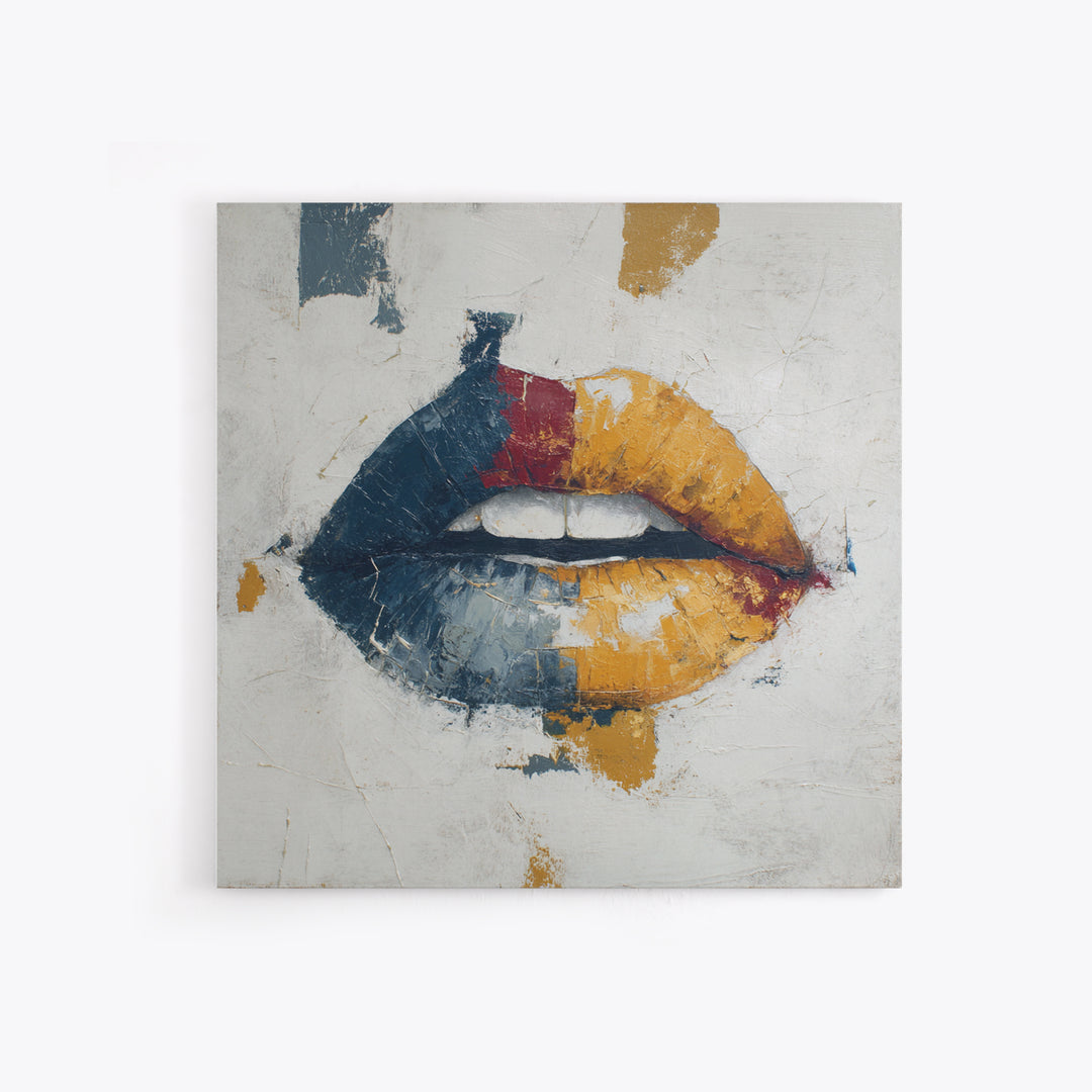 Abstract Lips and Hand Fashion Sketch Framed Canvas Print, Line Art, Aesthetic Prints, Living Room Decor, Fine Art, Line, LIN-1x1-66