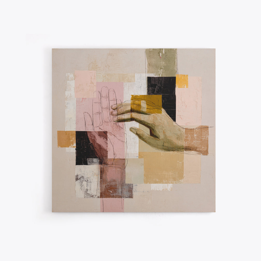 Two Hands Nearly Touching Canvas Print, Line Art, Canvas Art, Living Room Decor, Line, Jesus Wall Art, Gallery Wall Art, LIN-1x1-77