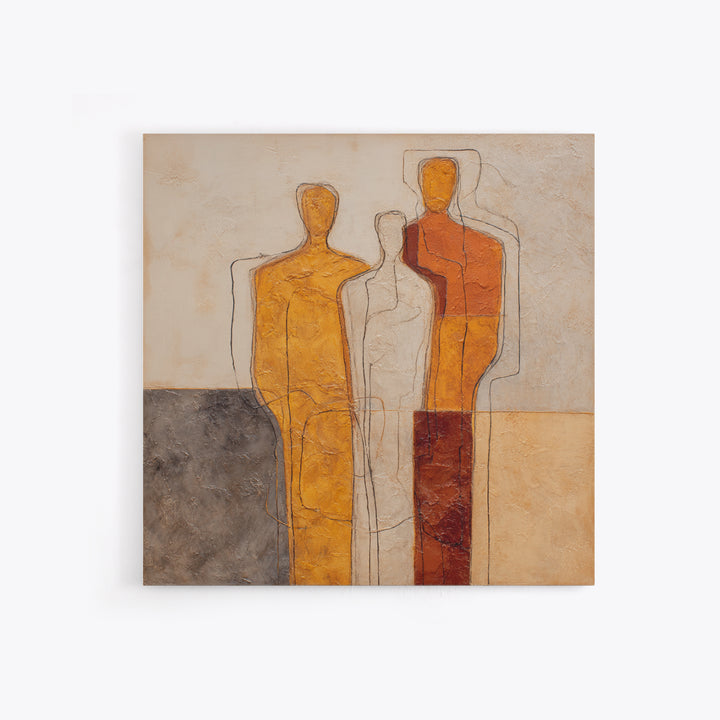 Abstract Family Figures Framed Canvas Print, Line Art, Digital Wall Art, Living Room Decor, Fine Art, Line, Minimalist Wall Art, LIN-1x1-96