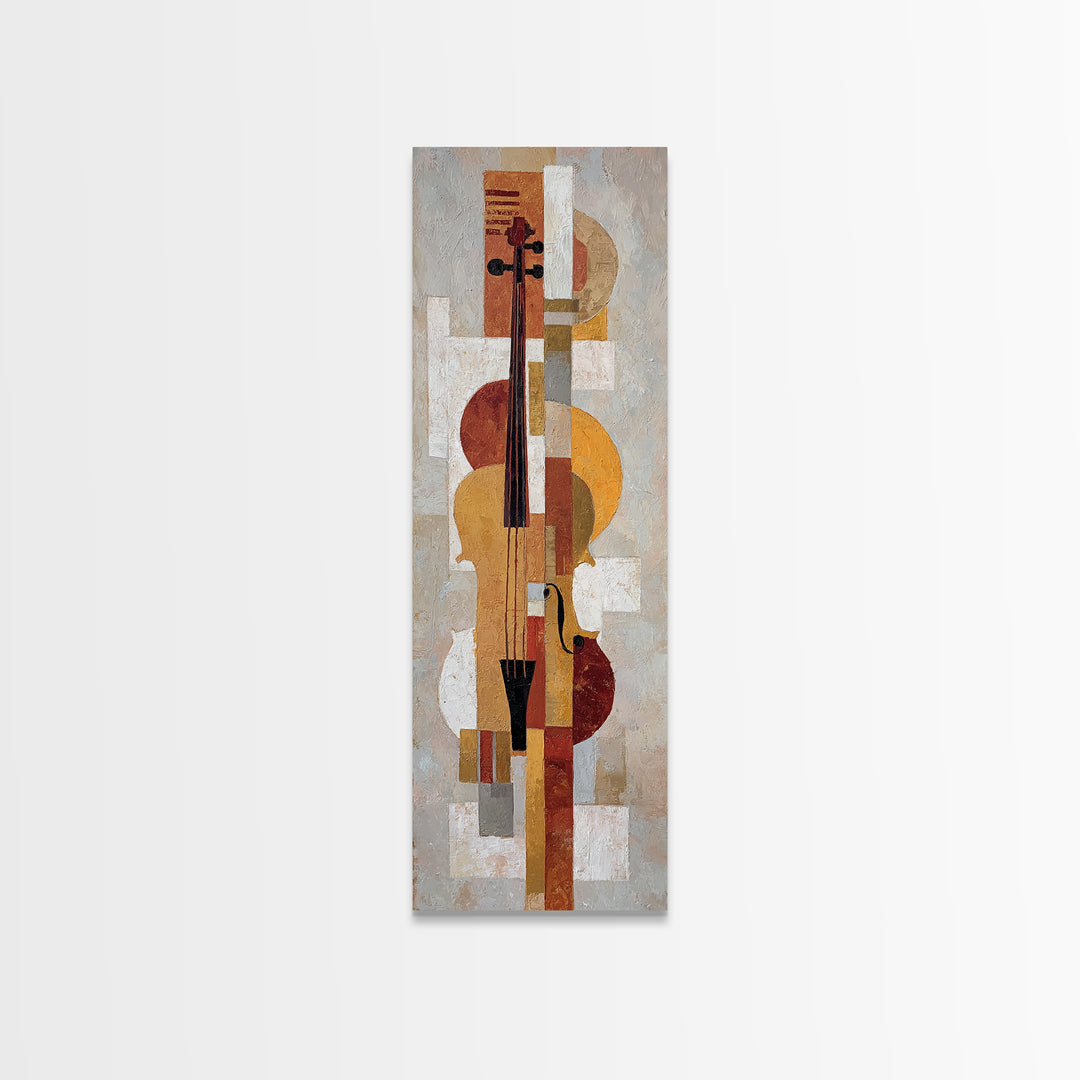 Single Line Violin and Bow Canvas Print, Line Art, Fine Art Print, Living Room Decor, Fine Art, Line, Custom Portrait, LIN-1x3-59