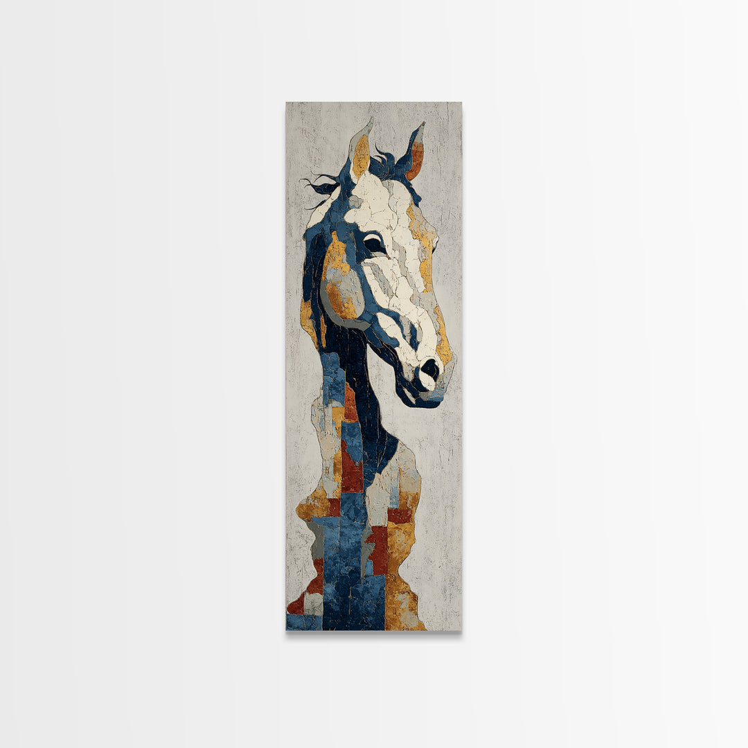 Abstract Horse Formed from Graceful Contour Framed Canvas Print, Line Art, Black and White Art, Living Room Decor, Abstract Art, LIN-1x3-64