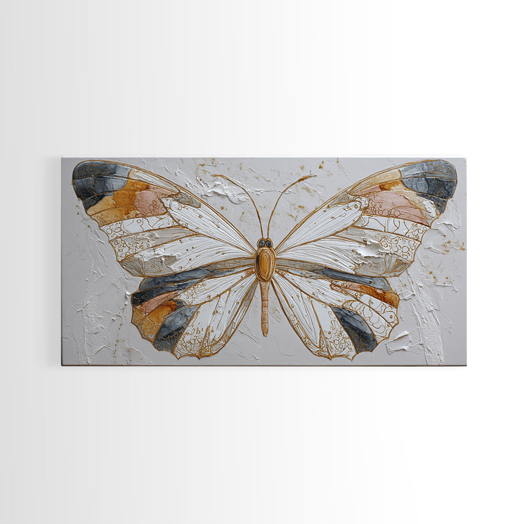 Line Art Butterfly Framed Canvas Print, Line Art, Wall Art, Living Room Decor, Abstract Art, Line, Wall Art Print, LIN-2x1-18