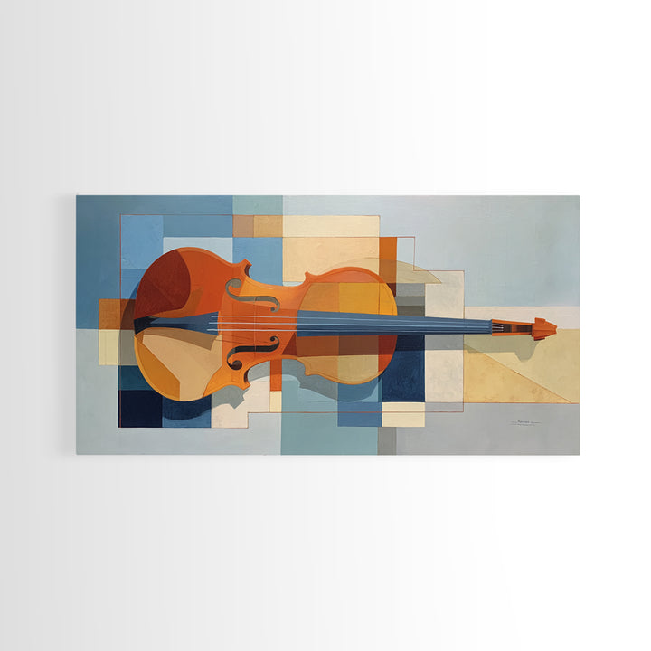 Single Line Violin and Bow Framed Canvas Print, Line Art, Aesthetic Prints, Living Room Decor, Abstract Art, Line, Wall Art, LIN-2x1-19