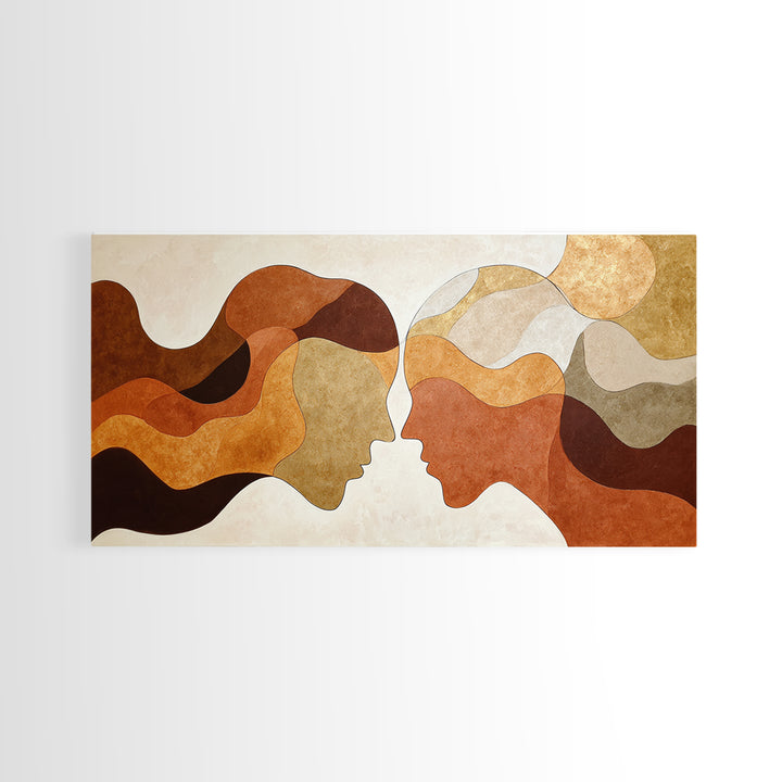 Single Line Couple Embracing Softly Canvas Print, Line Art, Home Decor, Living Room Decor, Abstract Art, Line, Modern Wall Art, LIN-2x1-22