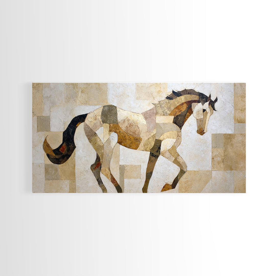 Abstract Horse Formed from Graceful Contour Framed Canvas Print, Line Art, Contemporary Art, Living Room Decor, Fine Art, Line, LIN-2x1-24