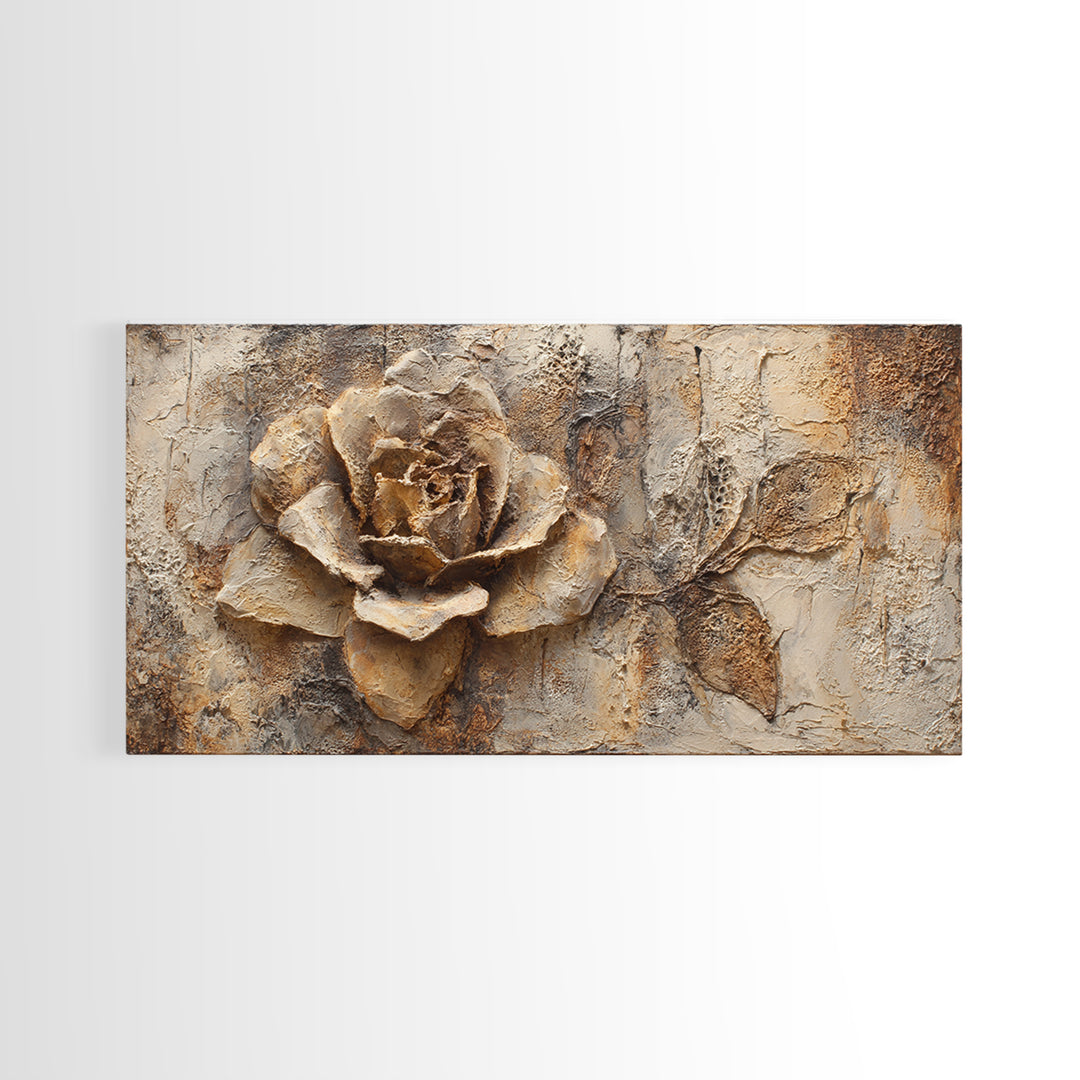 Face and Flower Blended into One Contour Framed Canvas Print, Line Art, Wall Art, Living Room Decor, Watercolor Art, Line, LIN-2x1-28