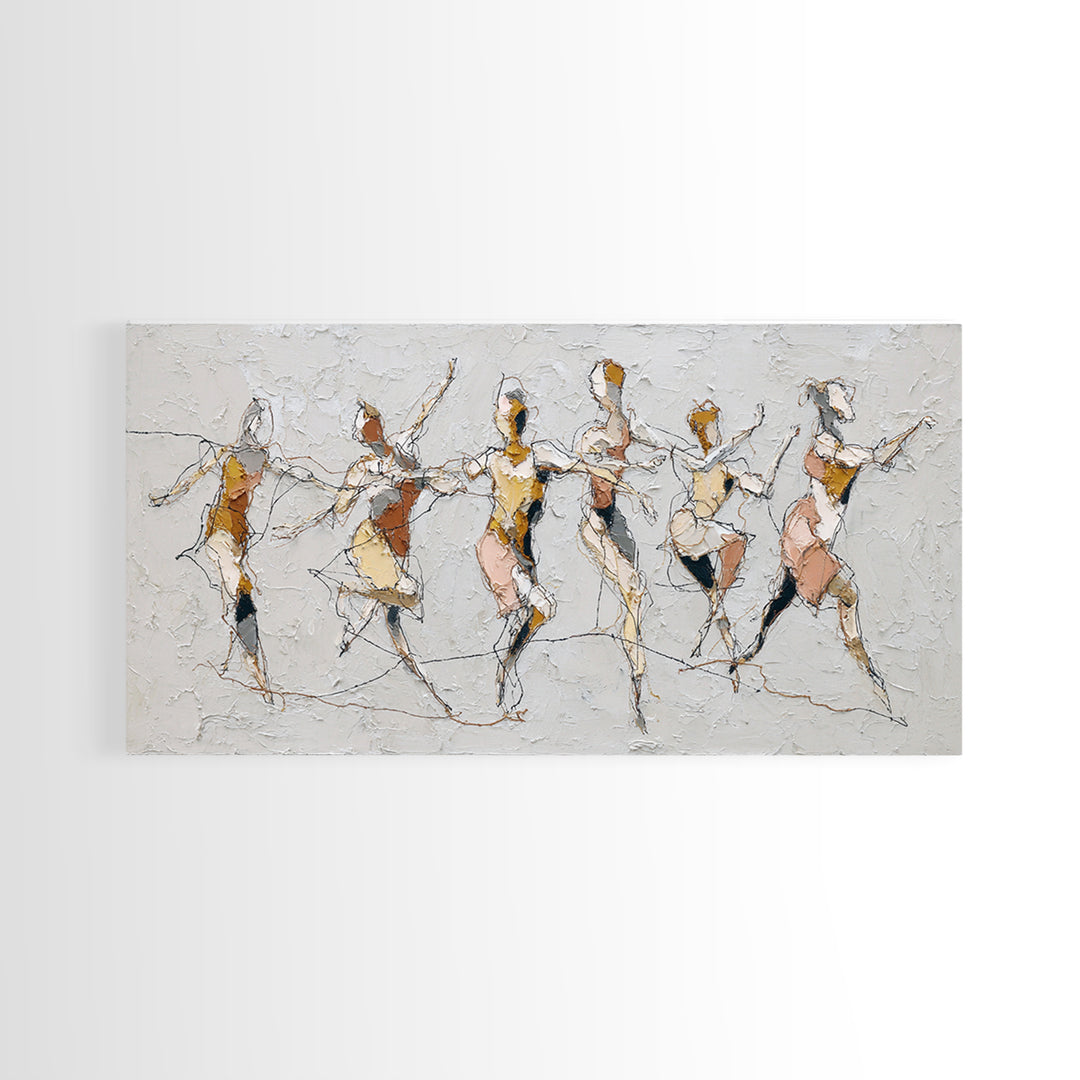 Continuous Line Dancer Framed Canvas Print, Line Art, Boho Wall Decor, Living Room Decor, Fine Art, Line, Black and White Art, LIN-2x1-3