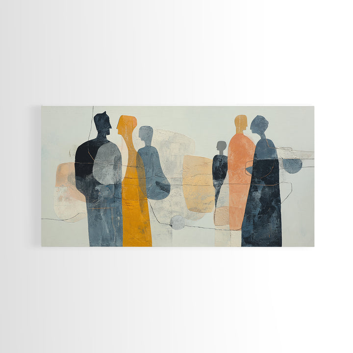 Abstract Family Figures Canvas Print, Line Art, Minimalist Decor, Living Room Decor, Line, Boho Wall Art, Wall Art Print, LIN-2x1-44