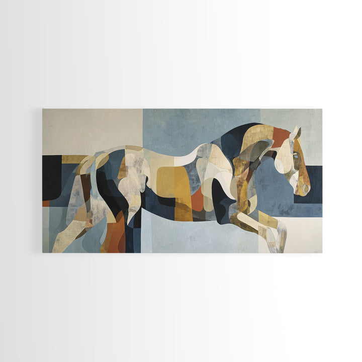 Abstract Horse Formed from Graceful Contour Canvas Print, Line Art, Custom Portrait, Living Room Decor, Abstract Art, Line, LIN-2x1-48