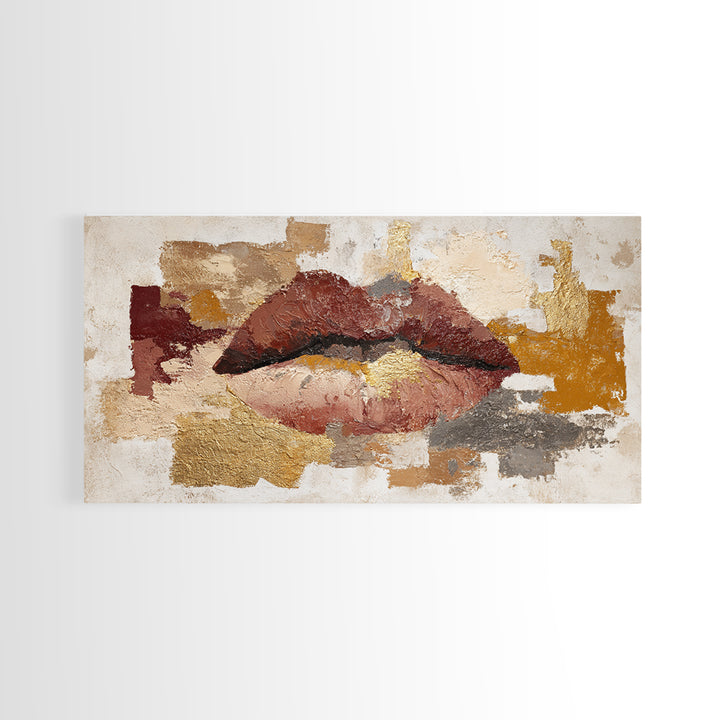 Abstract Lips and Hand Fashion Sketch Canvas Print, Line Art, Custom Portrait, Living Room Decor, Abstract Art, Line, LIN-2x1-62