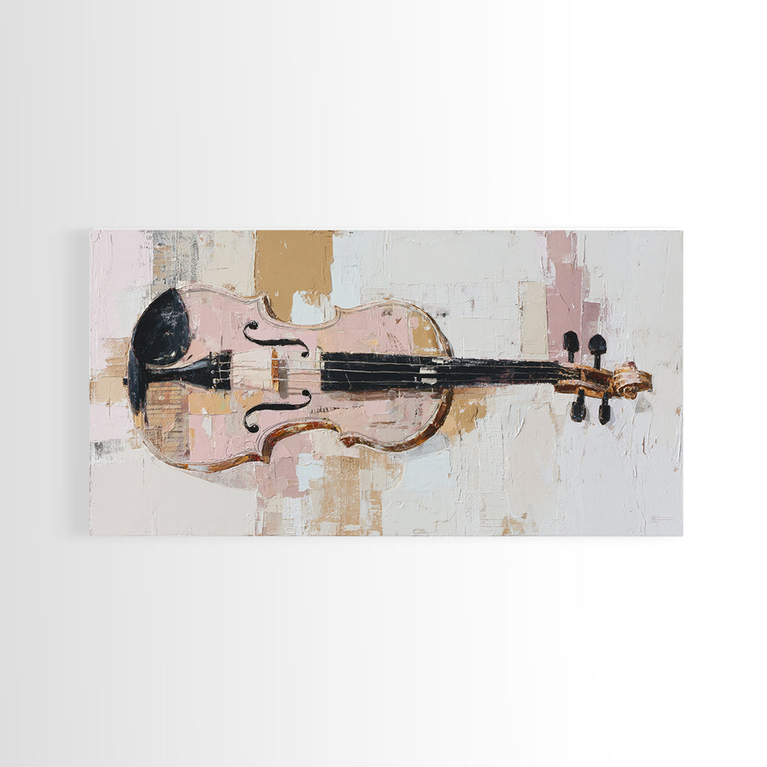 Single Line Violin and Bow Framed Canvas Print, Line Art, Statement Artwork, Living Room Decor, Fine Art, Line, Custom Portrait, LIN-2x1-67