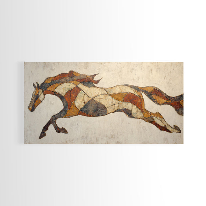 Abstract Horse Formed from Graceful Contour Framed Canvas Print, Line Art, Living Room Decor, Abstract Art, Line, LIN-2x1-72