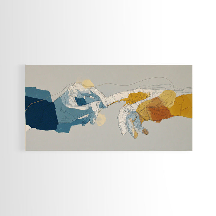 Two Hands Nearly Touching Canvas Print, Line Art, Minimalist Wall Art, Living Room Decor, Abstract Art, Line, Fine Art Print, LIN-2x1-73