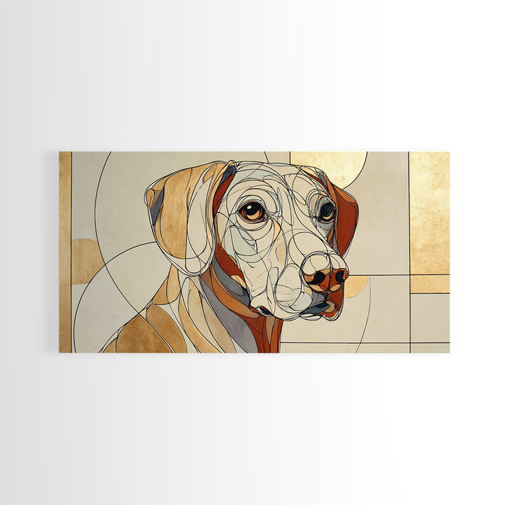 Continuous Line Dog Portrait Framed Canvas Print, Line Art, Living Room Decor, Line, Portrait from Photo, Living Room Art, LIN-2x1-9