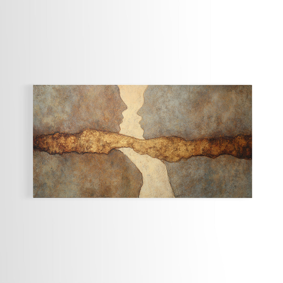 Single Line Couple Embracing Softly Canvas Print, Line Art, Wall Art Print, Living Room Decor, Fine Art, Line, Gallery Wall Set, LIN-2x1-94