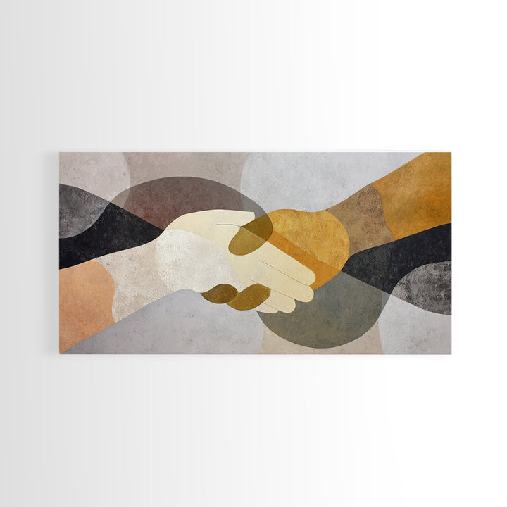 Two Hands Nearly Touching Framed Canvas Print, Line Art, Bird Wall Art, Living Room Decor, Abstract Art, Line, LIN-2x1-97