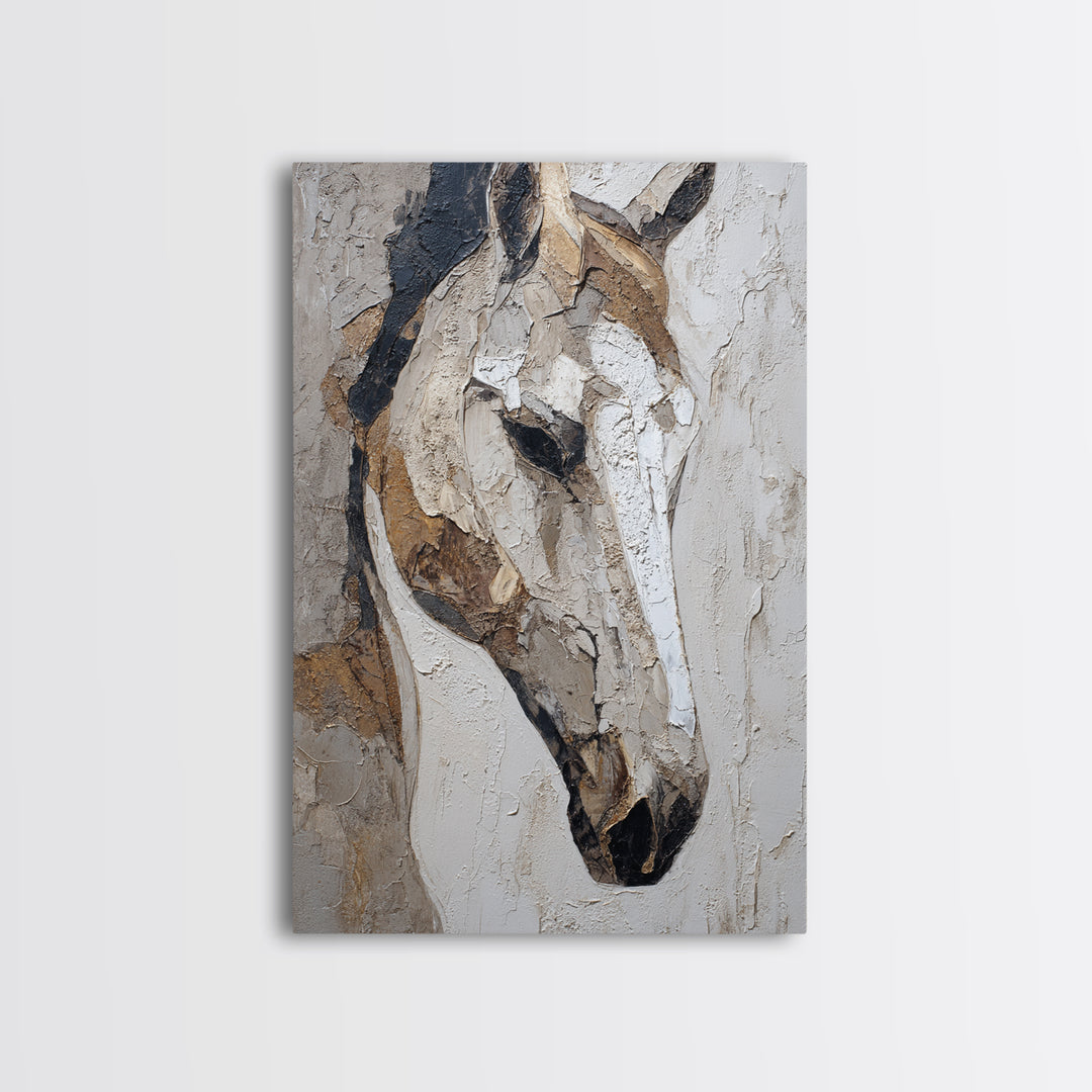 Abstract Horse Formed from Graceful Contour Framed Canvas Print, Line Art, Boho Decor, Living Room Decor, Fine Art, Line, LIN-2x3-12