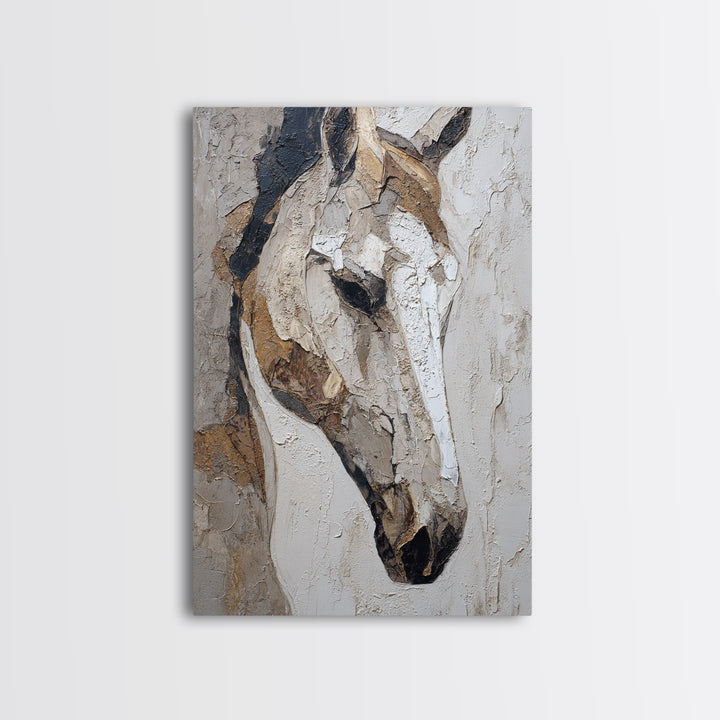 Abstract Horse Formed from Graceful Contour Framed Canvas Print, Line Art, Boho Decor, Living Room Decor, Fine Art, Line, LIN-2x3-12