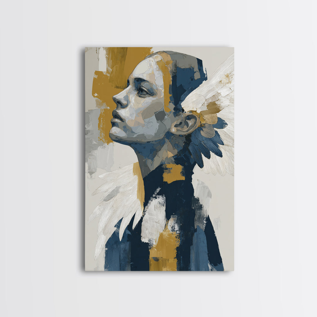 Minimal Angel Wing Contour Canvas Print, Line Art, Canvas Print, Living Room Decor, Abstract Art, Line, Modern Decor, LIN-2x3-29