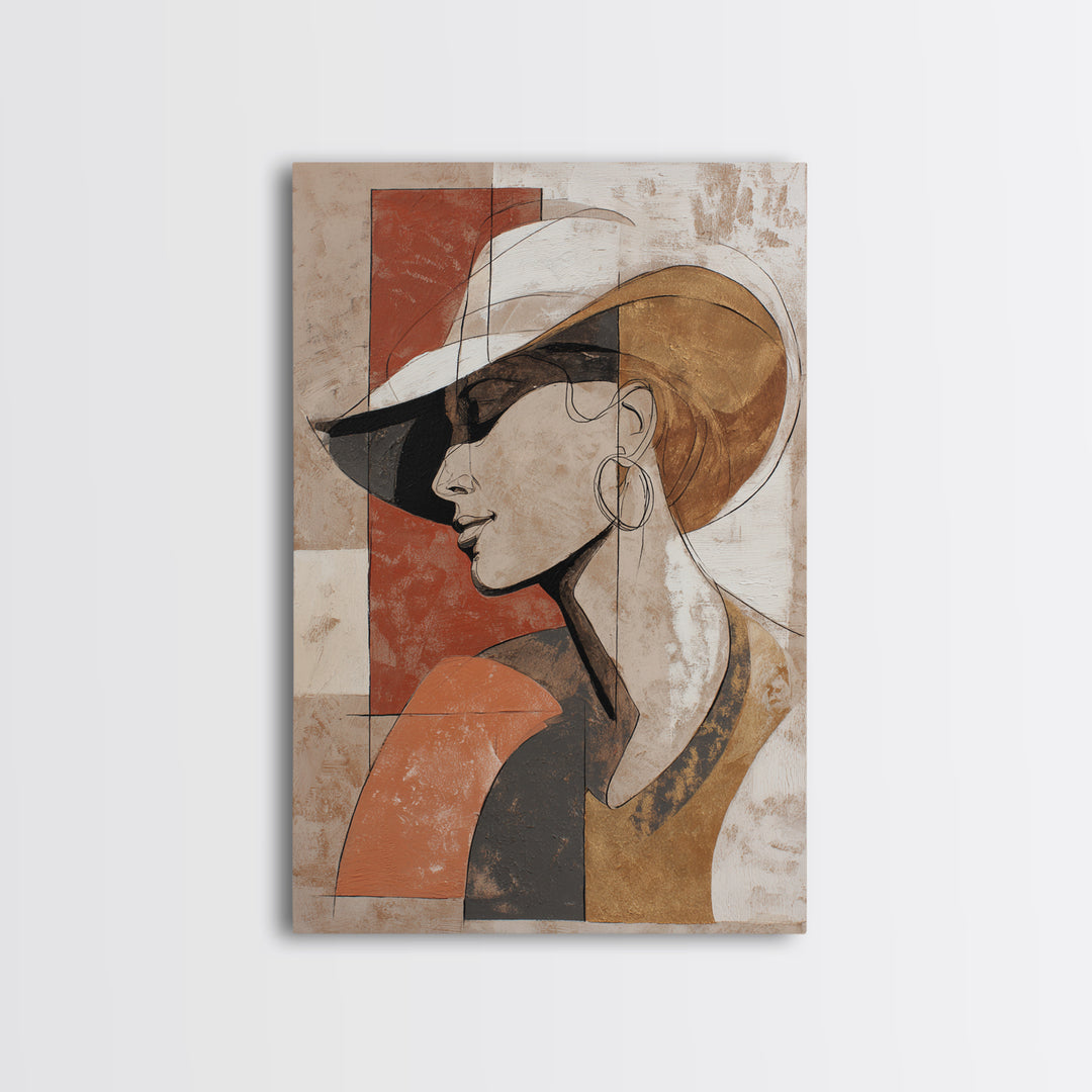 Line Drawing of a Woman Framed Canvas Print, Line Art, Printable Wall Art, Living Room Decor, Oil Painting, Line, Modern Art, LIN-2x3-3