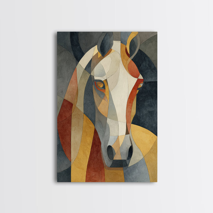 Abstract Horse Formed from Graceful Contour Framed Canvas Print, Line Art, Living Room Decor, Abstract Art, Line, LIN-2x3-36