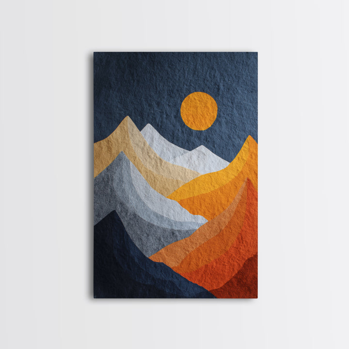 Black Line Mountains Framed Canvas Print, Line Art, Printable Wall Art, Living Room Decor, Watercolor Art, Line, Modern Art, LIN-2x3-42