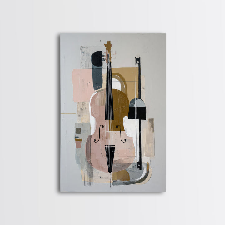 Single Line Violin and Bow Framed Canvas Print, Line Art, Modern Art, Living Room Decor, Fine Art, Line, Neutral Decor, LIN-2x3-55