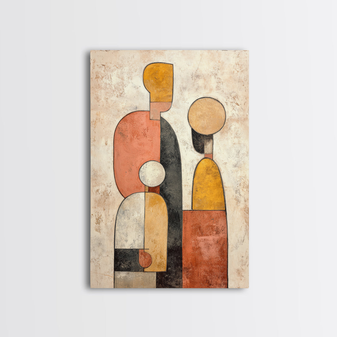 Abstract Family Figures Framed Canvas Print, Line Art, Printable Wall Art, Living Room Decor, Fine Art, Line, Modern Art, LIN-2x3-56