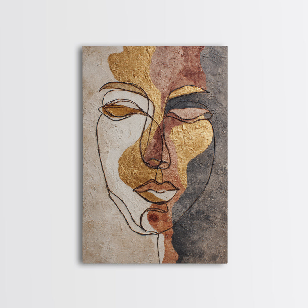 Continuous Line Female Face Canvas Print, Line Art, Modern Decor, Living Room Decor, Fine Art, Line, Contemporary Art, LIN-2x3-57