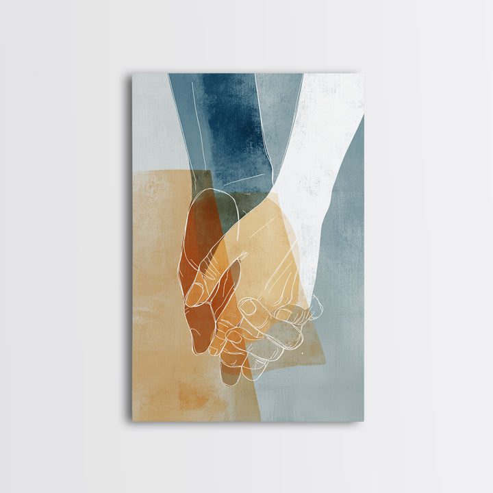 Two Hands Nearly Touching Canvas Print, Line Art, Living Room Art, Living Room Decor, Fine Art, Line, Art Print, LIN-2x3-61