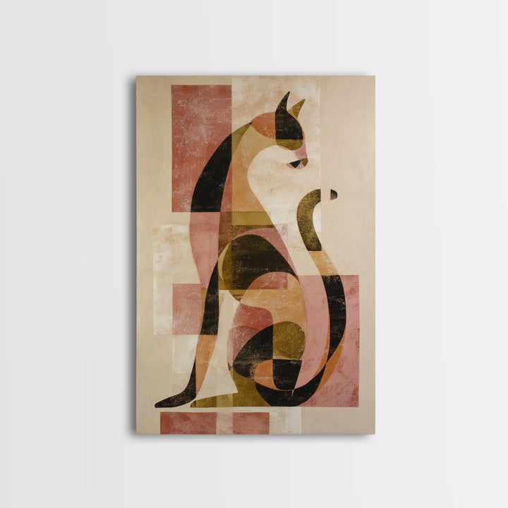 Monoline Cat Stretching Canvas Print, Line Art, Living Room Wall Art, Living Room Decor, Fine Art, Line, Aesthetic Prints, LIN-2x3-62