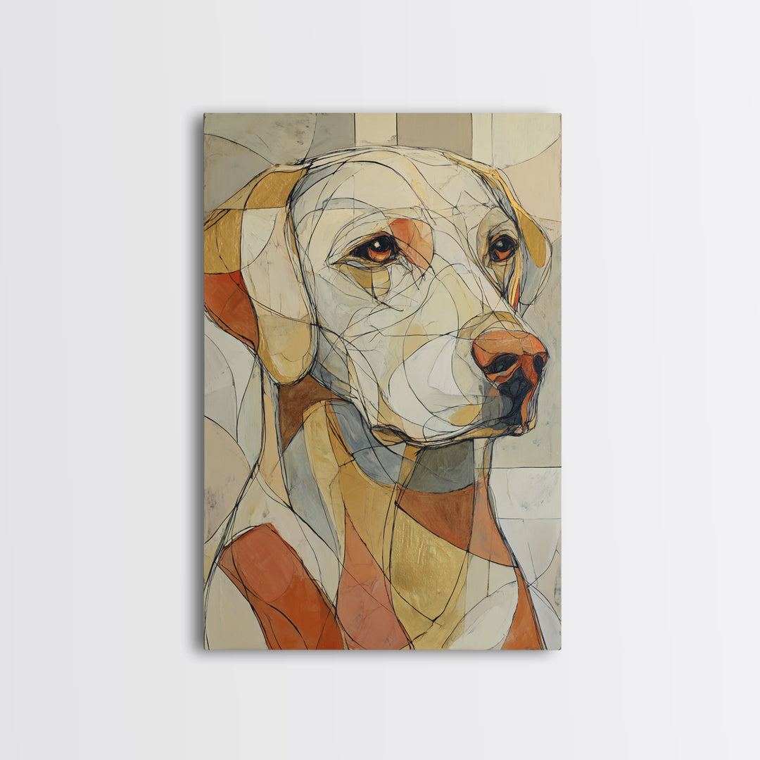 Continuous Line Dog Portrait Framed Canvas Print, Line Art, Bird Wall Art, Living Room Decor, Fine Art, Line, Textured Painting, LIN-2x3-69
