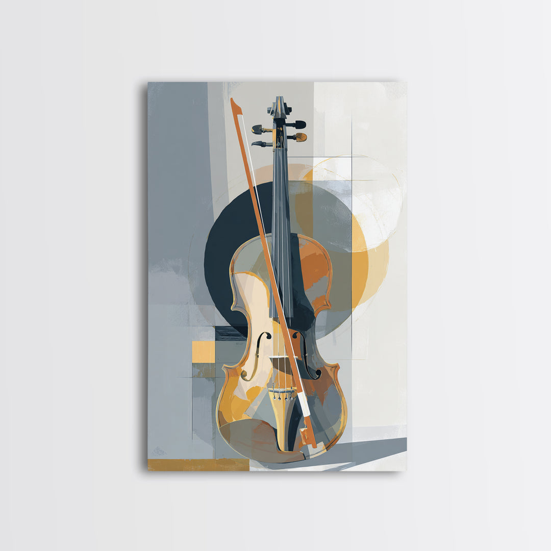 Single Line Violin and Bow Canvas Print, Line Art, Art, Living Room Decor, Abstract Art, Line, Boho Wall Decor, Boho Decor, LIN-2x3-7